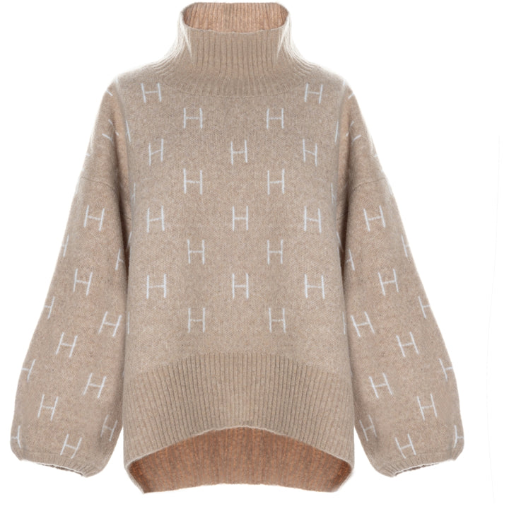HÉST AS Fam Sweater Short Heavy Knitwear Tops 468 Light Beige