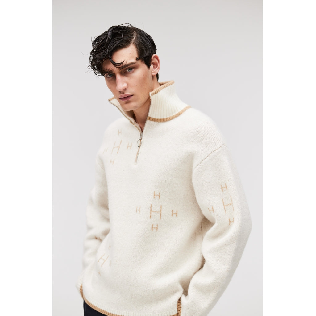 HÉST AS Hést Zip Sweater Heavy Knitwear Tops 000 White