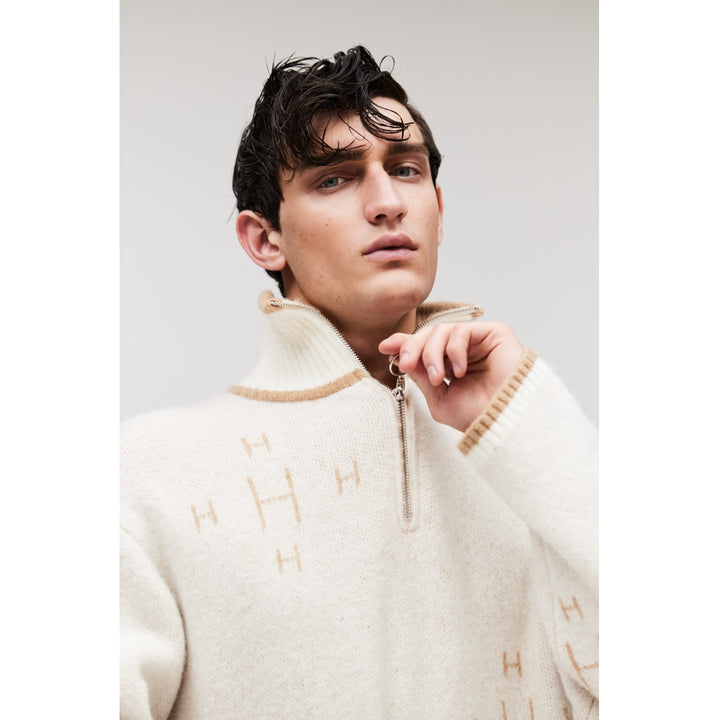 HÉST AS Hést Zip Sweater Heavy Knitwear Tops 000 White