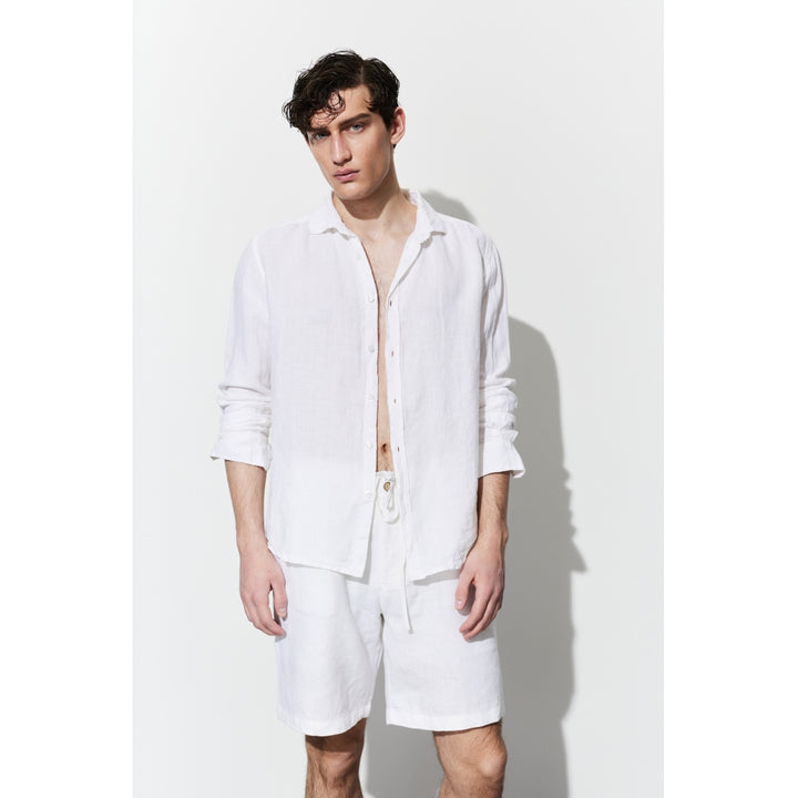Hést Men Mark linen shirt long sleeved Woven Blouse/Top/Shirt 000 White